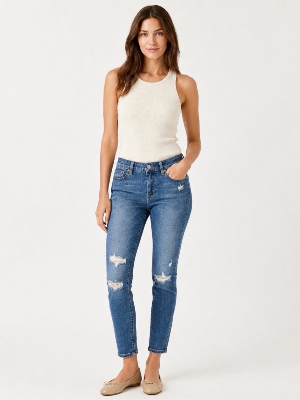 PAIGE Verdugo Ankle Jeans
Womens Size 27 Blue Distressed
Skinny Denim